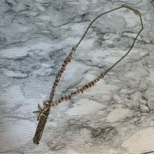 Long Elegant Gold Starfish with chain tassels Pendant Necklace